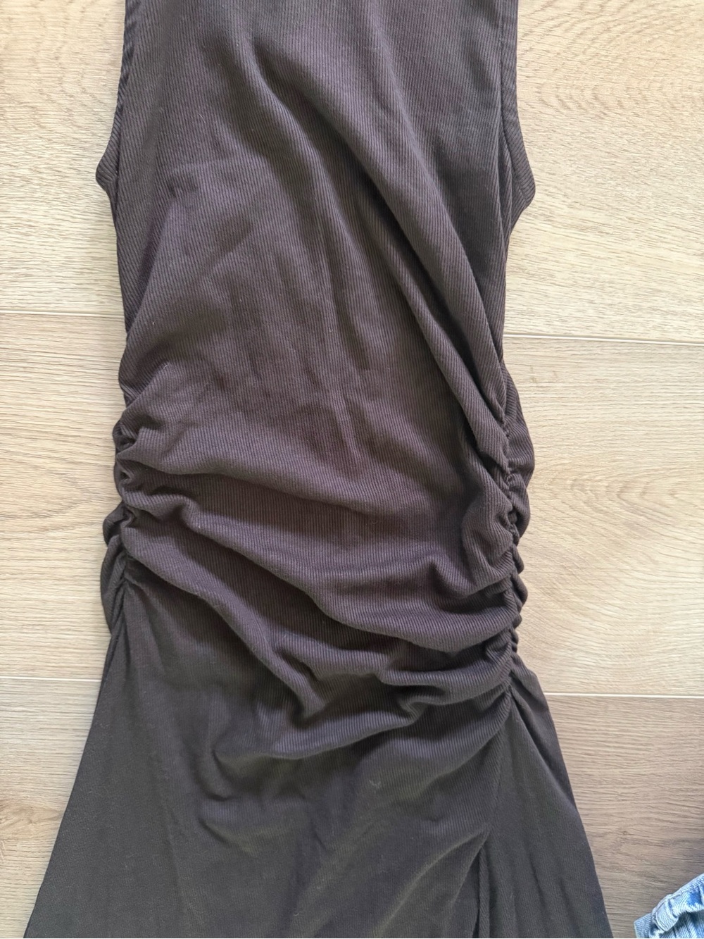 Michael Stars Brown Ruched Sleeveless High-Low Midi Dress Size Small - Picture 2 of 6